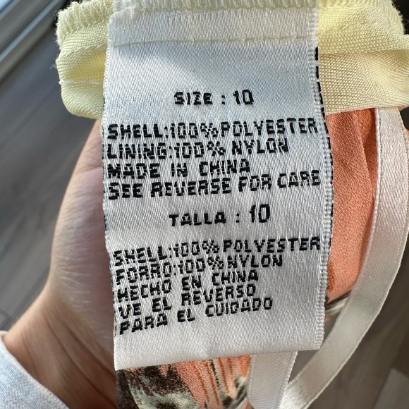 Vintage Flowy Cheetah Tropical Leaf Print Skirt Orange Cream Black - Picture 9 of 10